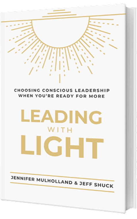 Leading with Light book cover, by Jennifer Mulholland and Jeff Shuck