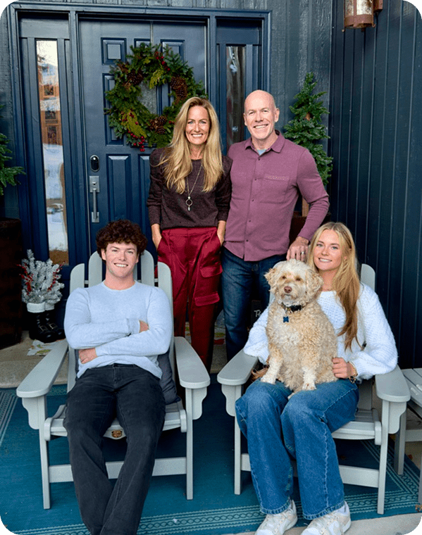 Jennifer Mulholland with her family at home in Park City